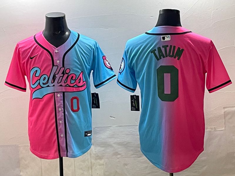 Men 2025 Boston Celtics #0 Tatum Blue pink Nike NBA Jersey style 02